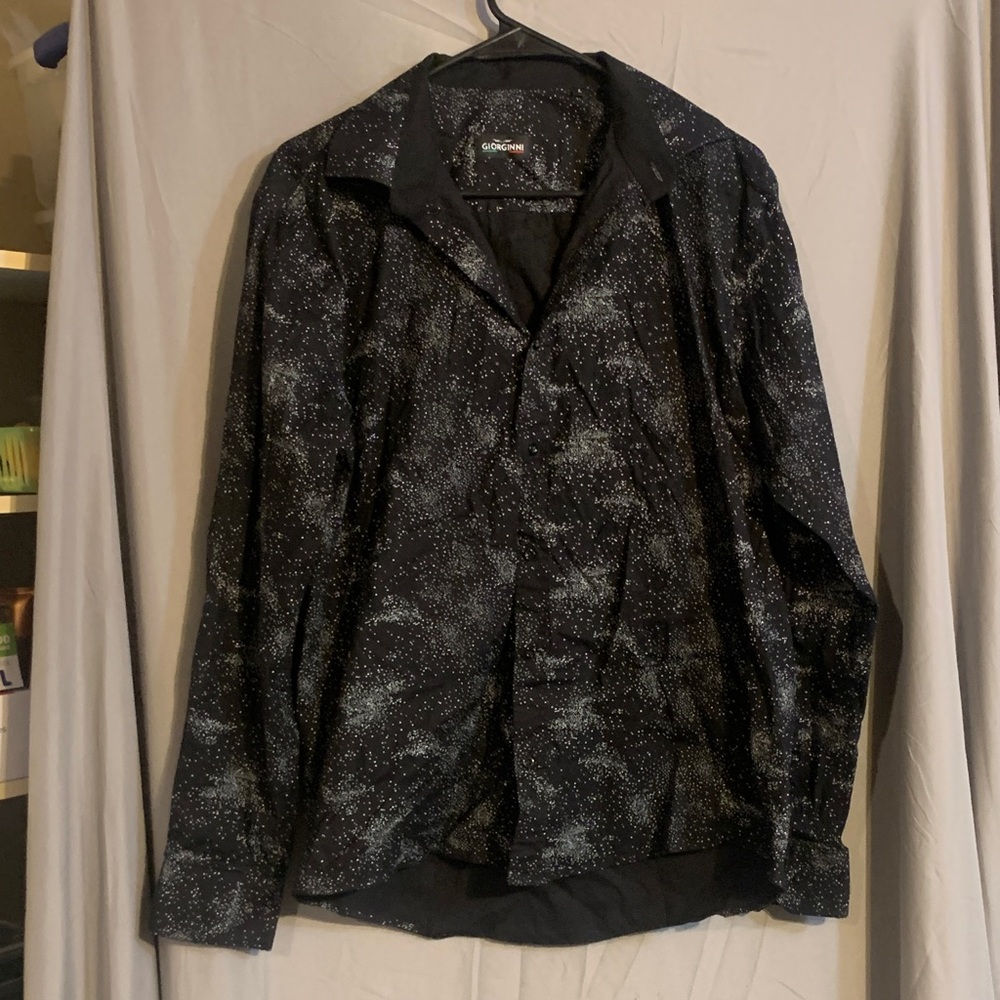 Elegant Black and Gray Speckled Dress Shirt